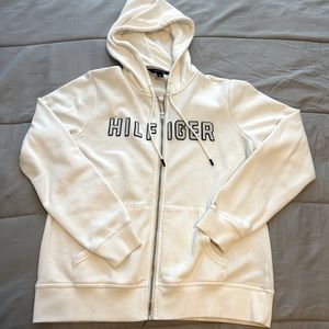 Tommy Hilfiger white zip up hoodie